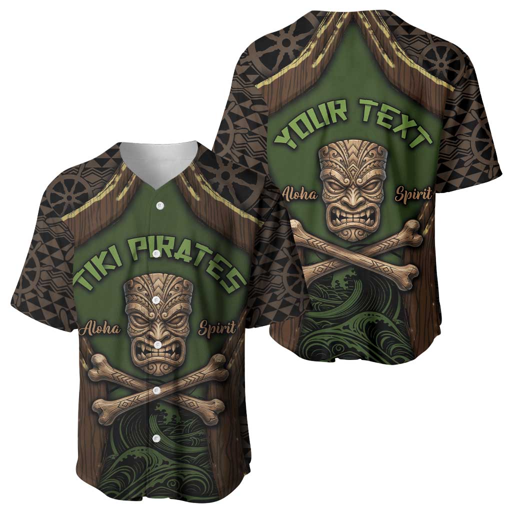Personalised Hawaii Tiki Pirates Baseball Jersey Kakau Pattern Polynesian Style