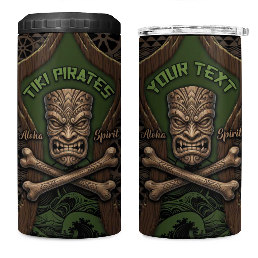 Personalised Hawaii Tiki Pirates 4 in 1 Can Cooler Tumbler Kakau Pattern Polynesian Style