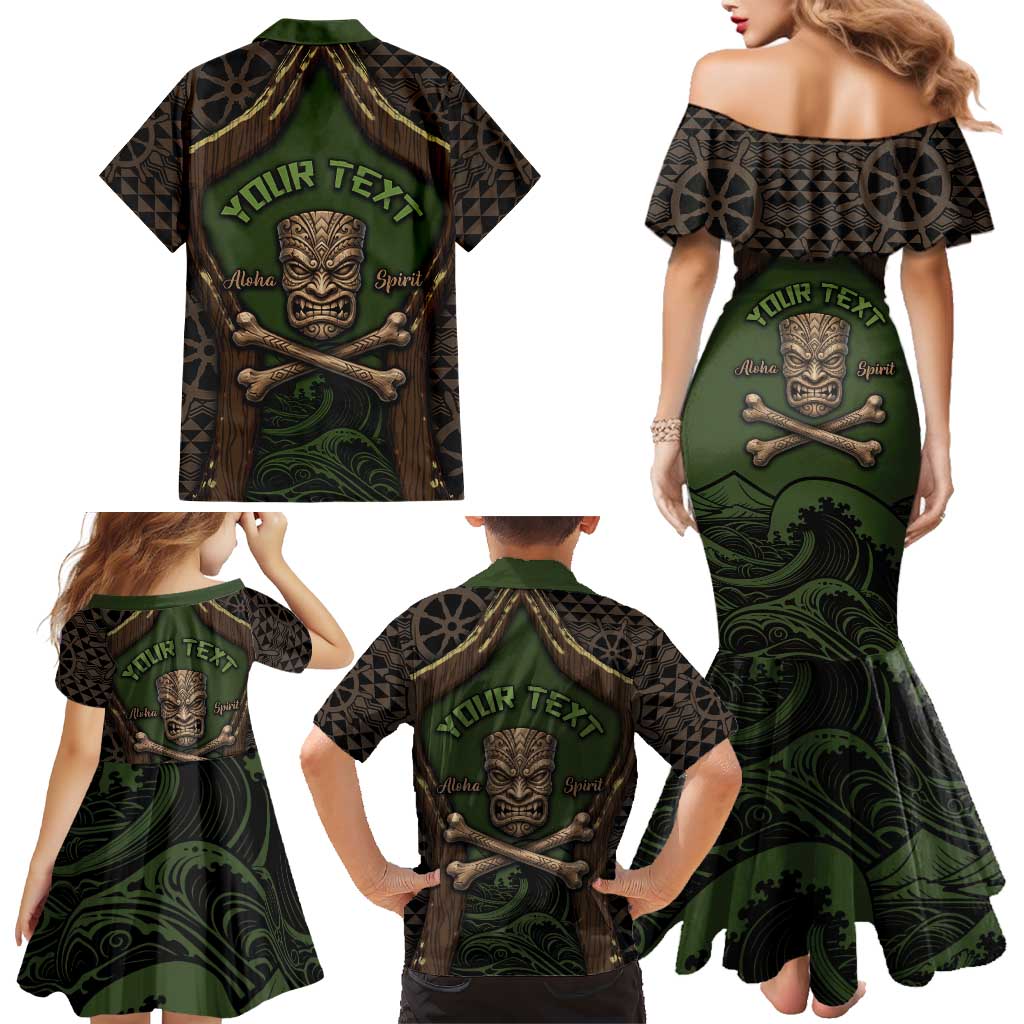 Personalised Hawaii Tiki Pirates Family Matching Mermaid Dress and Hawaiian Shirt Kakau Pattern Polynesian Style DT05 - Polynesian Pride