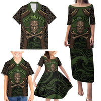 Personalised Hawaii Tiki Pirates Family Matching Puletasi and Hawaiian Shirt Kakau Pattern Polynesian Style