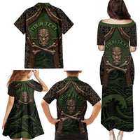 Personalised Hawaii Tiki Pirates Family Matching Puletasi and Hawaiian Shirt Kakau Pattern Polynesian Style