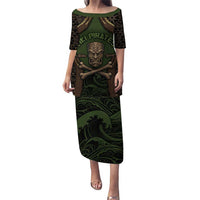 Personalised Hawaii Tiki Pirates Family Matching Puletasi and Hawaiian Shirt Kakau Pattern Polynesian Style