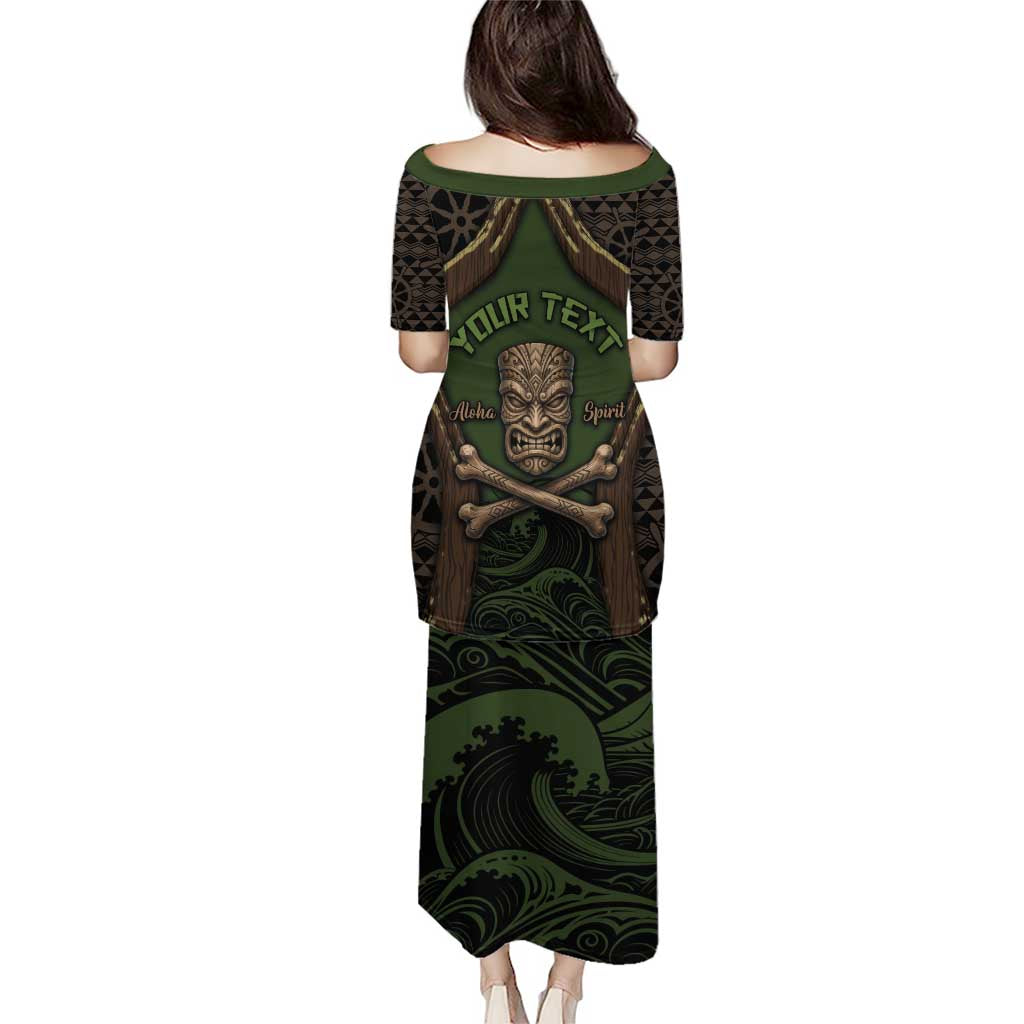 Personalised Hawaii Tiki Pirates Family Matching Puletasi and Hawaiian Shirt Kakau Pattern Polynesian Style