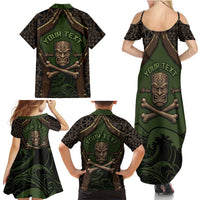 Personalised Hawaii Tiki Pirates Family Matching Summer Maxi Dress and Hawaiian Shirt Kakau Pattern Polynesian Style
