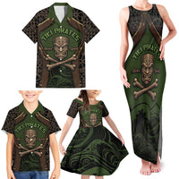 Personalised Hawaii Tiki Pirates Family Matching Tank Maxi Dress and Hawaiian Shirt Kakau Pattern Polynesian Style DT05 - Polynesian Pride