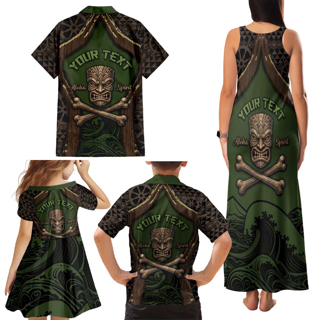 Personalised Hawaii Tiki Pirates Family Matching Tank Maxi Dress and Hawaiian Shirt Kakau Pattern Polynesian Style DT05 - Polynesian Pride