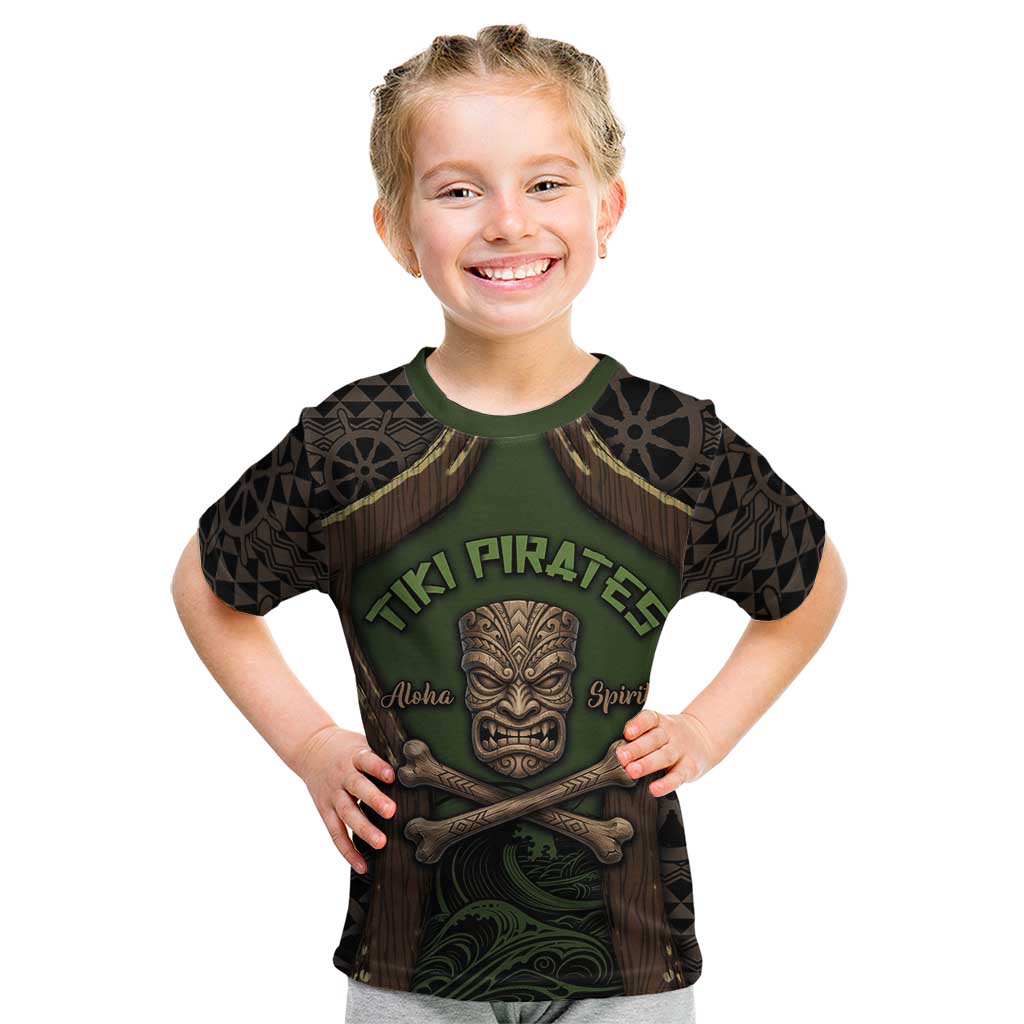 Personalised Hawaii Tiki Pirates Kid T Shirt Kakau Pattern Polynesian Style