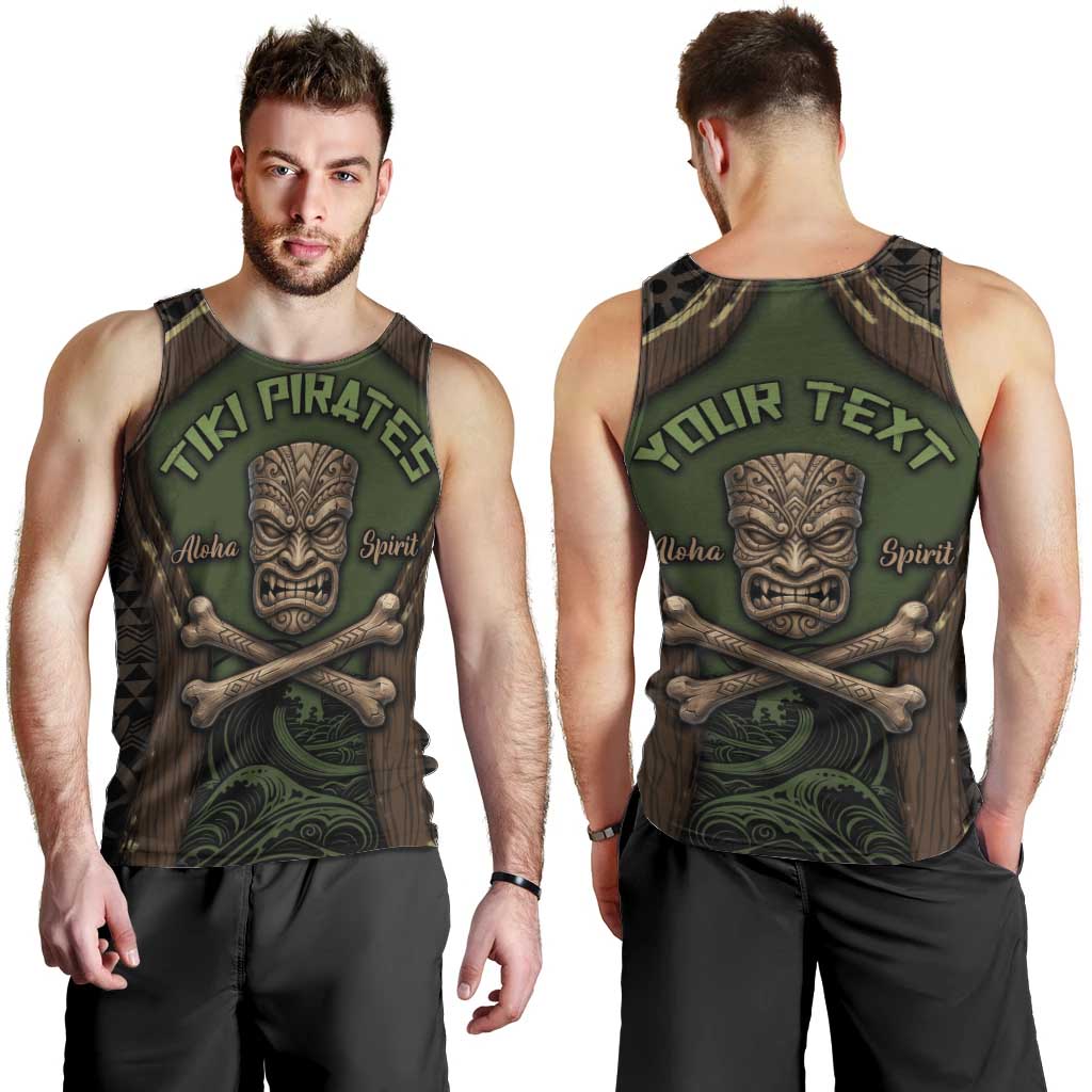 Personalised Hawaii Tiki Pirates Men Tank Top Kakau Pattern Polynesian Style