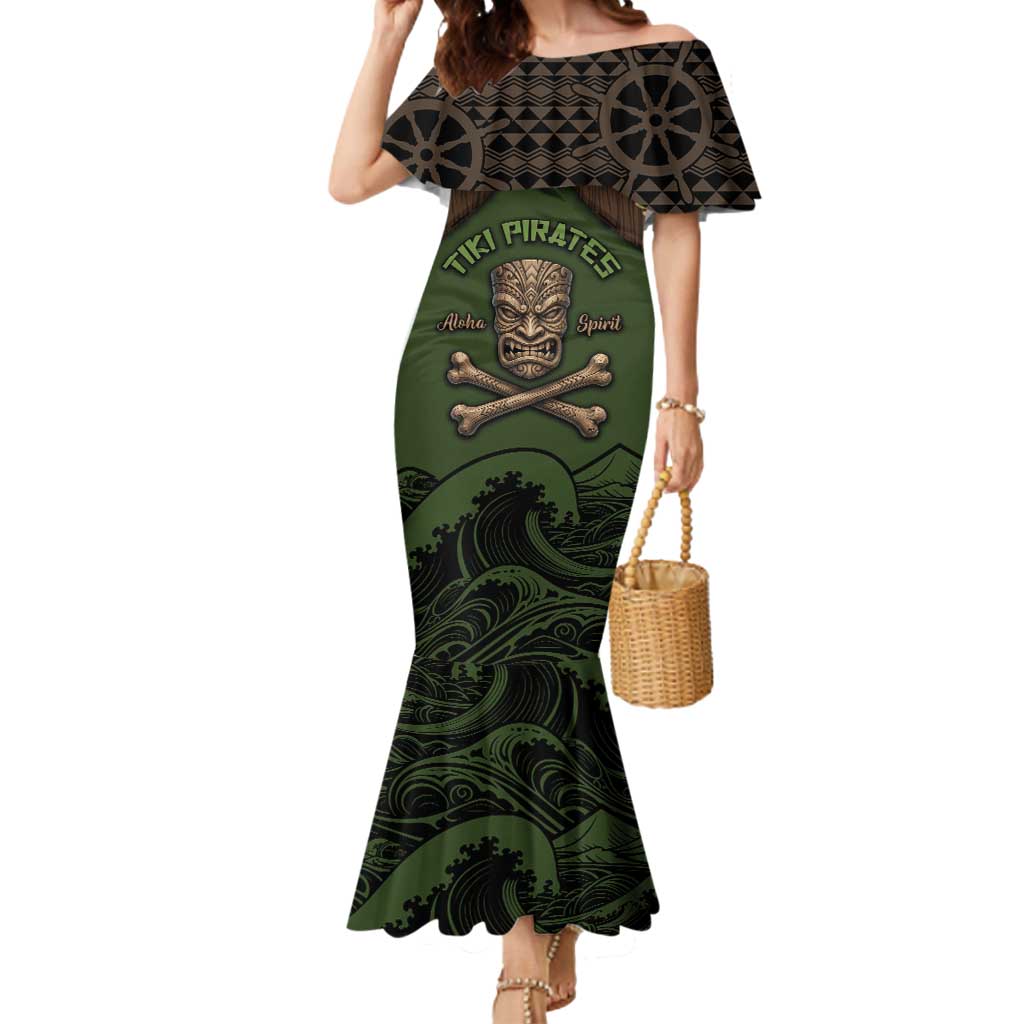 Personalised Hawaii Tiki Pirates Mermaid Dress Kakau Pattern Polynesian Style