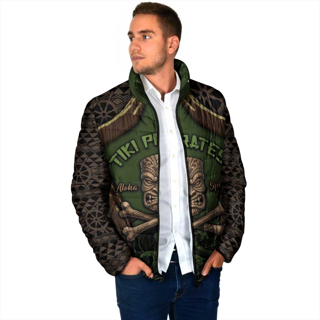 Personalised Hawaii Tiki Pirates Padded Jacket Kakau Pattern Polynesian Style