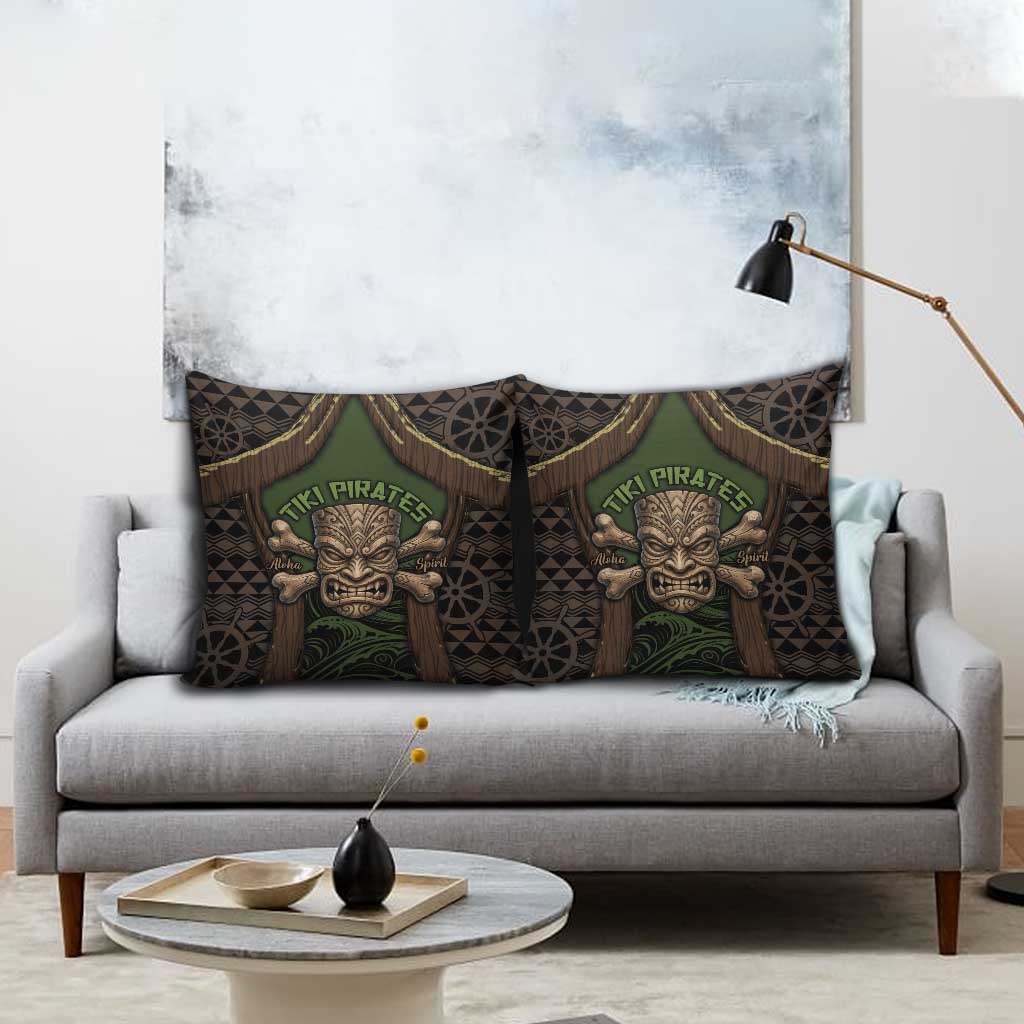 Hawaii Tiki Pirates Pillow Cover Kakau Pattern Polynesian Style