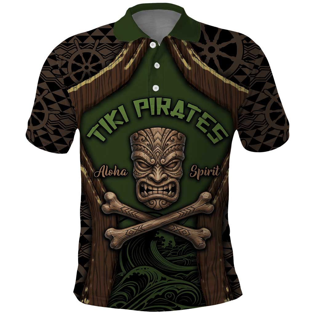 Personalised Hawaii Tiki Pirates Polo Shirt Kakau Pattern Polynesian Style