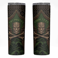 Personalised Hawaii Tiki Pirates Skinny Tumbler Kakau Pattern Polynesian Style DT05 Green - Polynesian Pride