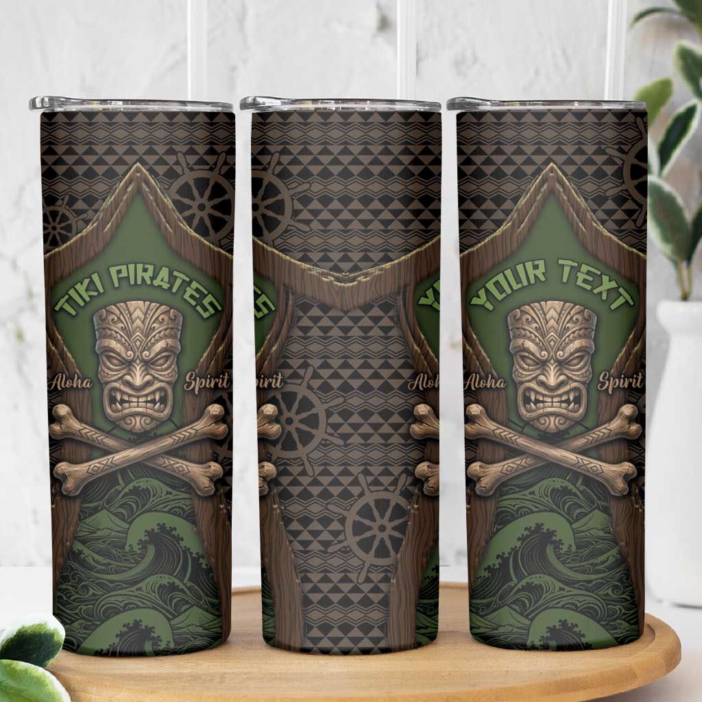 Personalised Hawaii Tiki Pirates Skinny Tumbler Kakau Pattern Polynesian Style DT05 - Polynesian Pride