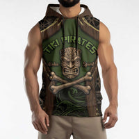 Personalised Hawaii Tiki Pirates Sleeveless Hoodie Kakau Pattern Polynesian Style DT05 - Polynesian Pride