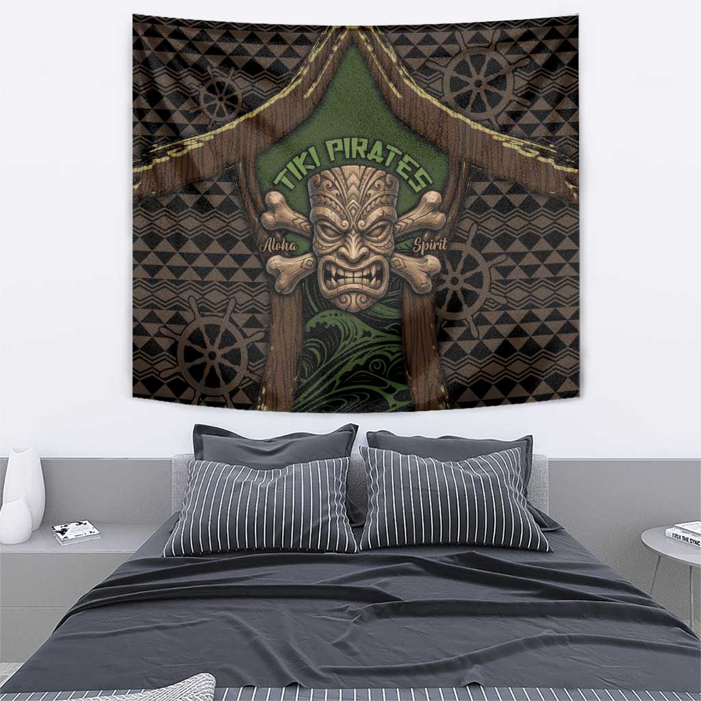 Hawaii Tiki Pirates Tapestry Kakau Pattern Polynesian Style