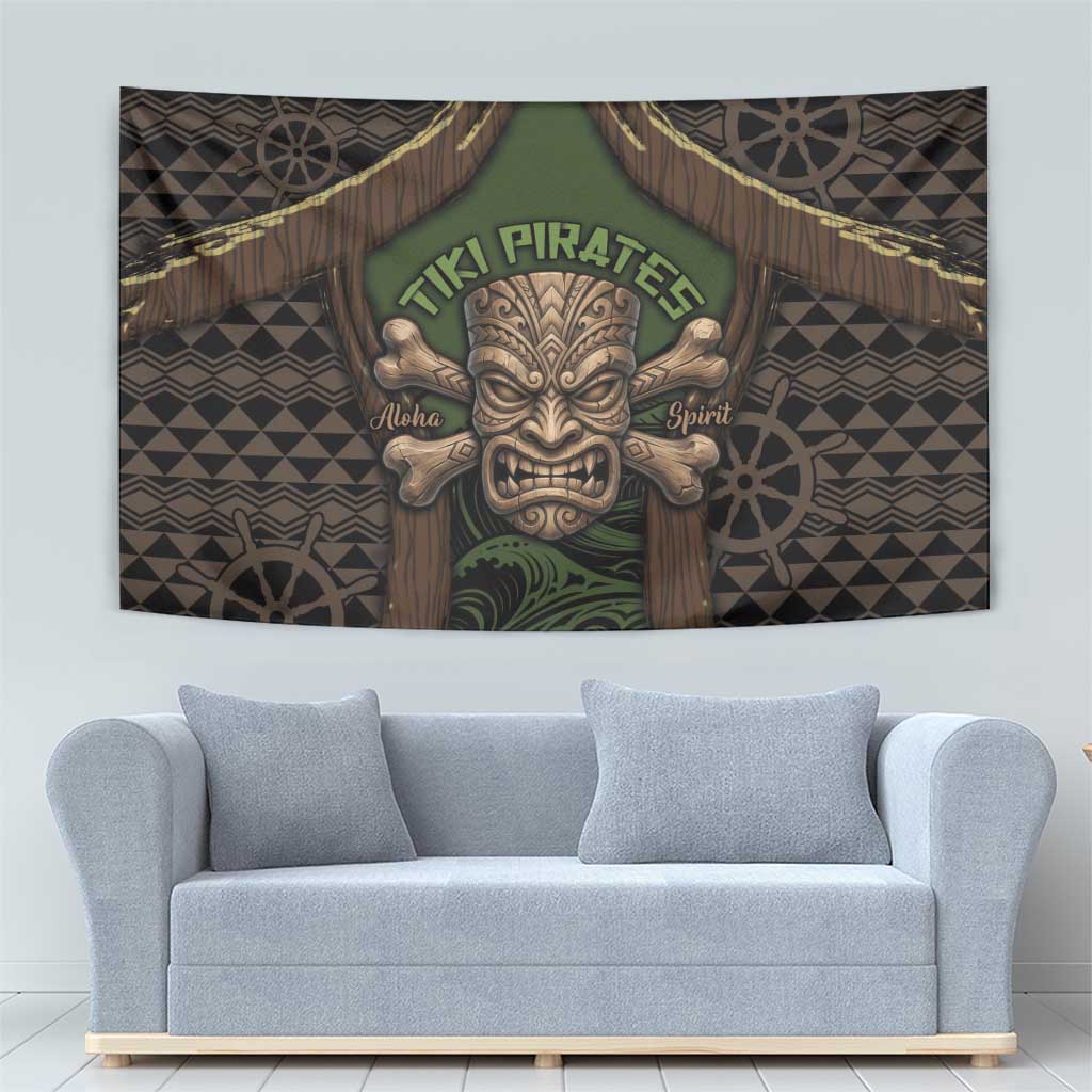 Hawaii Tiki Pirates Tapestry Kakau Pattern Polynesian Style