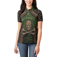 Personalised Hawaii Tiki Pirates Women Polo Shirt Kakau Pattern Polynesian Style
