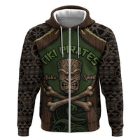 Personalised Hawaii Tiki Pirates Zip Hoodie Kakau Pattern Polynesian Style