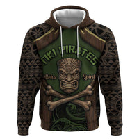 Personalised Hawaii Tiki Pirates Zip Hoodie Kakau Pattern Polynesian Style