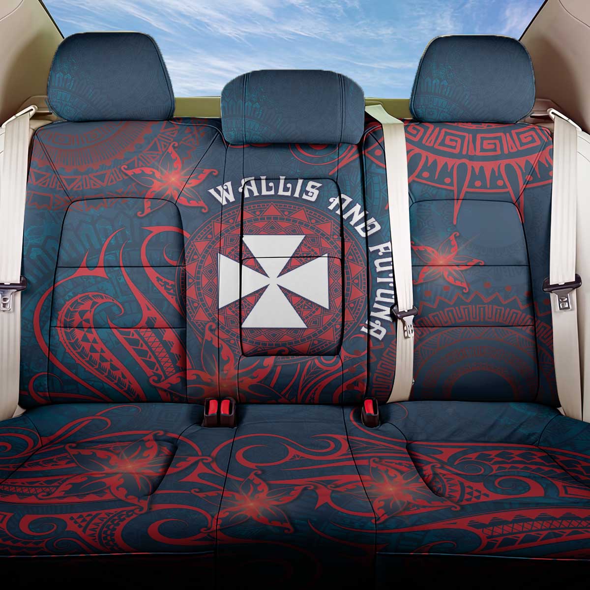 Wallis And Futuna Back Car Seat Cover Hibiscus Polynesian Tribal Pattern