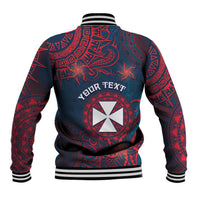 Personalised Wallis And Futuna Baseball Jacket Hibiscus Polynesian Tribal Pattern
