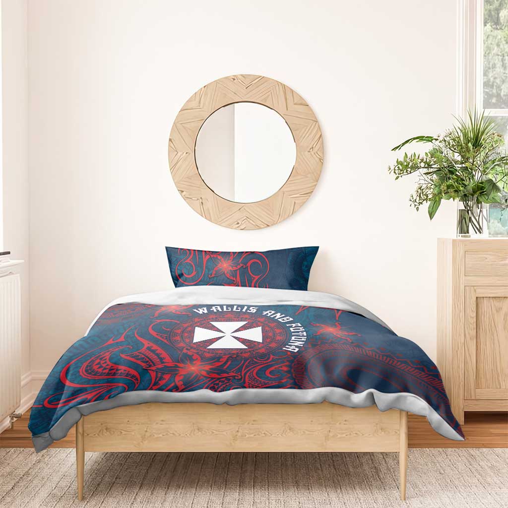 Wallis And Futuna Bedding Set Hibiscus Polynesian Tribal Pattern