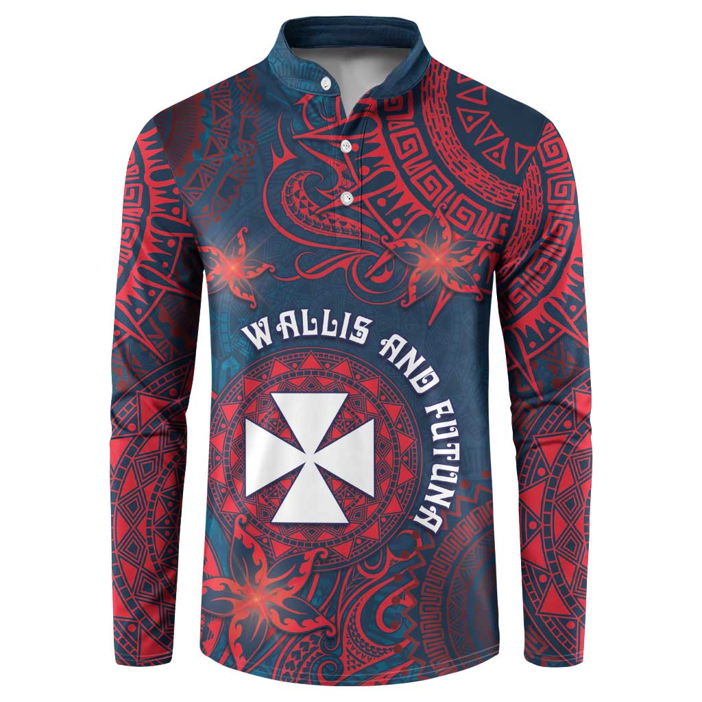 Personalised Wallis And Futuna Button Sweatshirt Hibiscus Polynesian Tribal Pattern