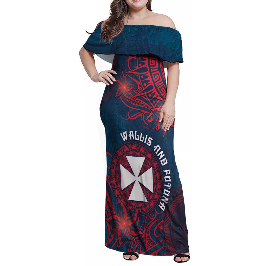 Personalised Wallis And Futuna Family Matching Off Shoulder Maxi Dress and Hawaiian Shirt Hibiscus Polynesian Tribal Pattern