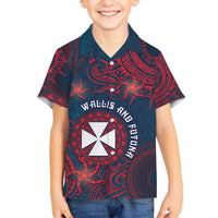 Personalised Wallis And Futuna Family Matching Off Shoulder Short Dress and Hawaiian Shirt Hibiscus Polynesian Tribal Pattern