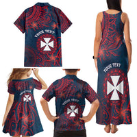 Personalised Wallis And Futuna Family Matching Tank Maxi Dress and Hawaiian Shirt Hibiscus Polynesian Tribal Pattern