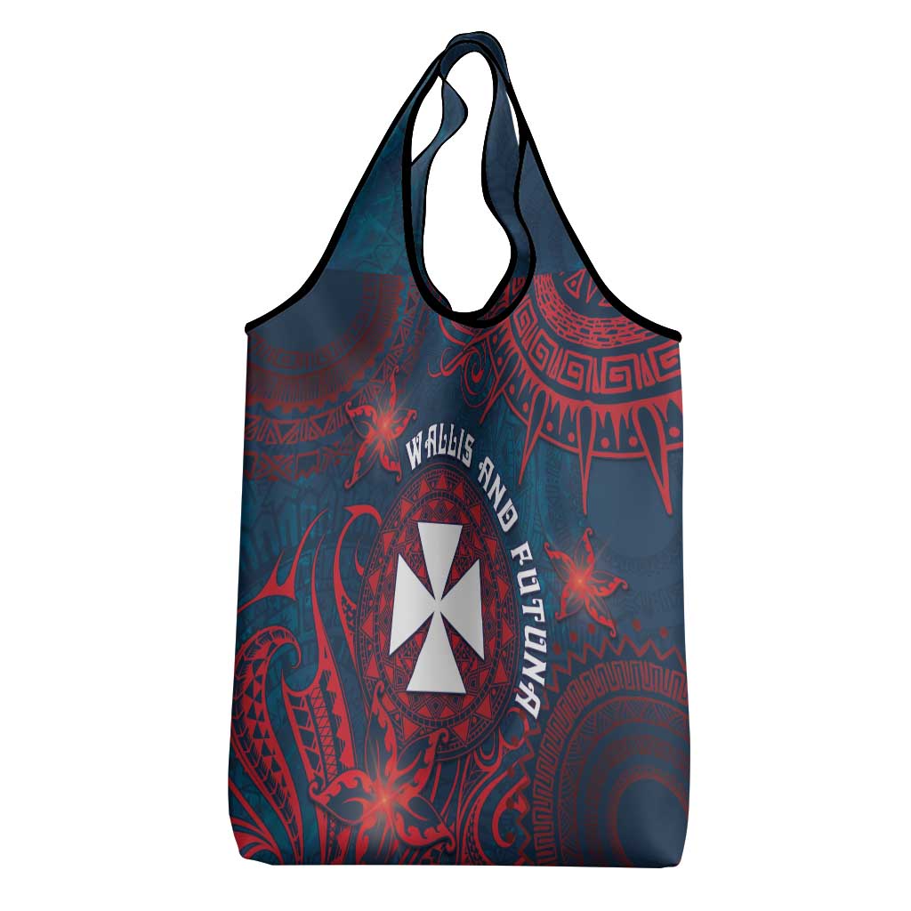 Wallis And Futuna Grocery Bag Hibiscus Polynesian Tribal Pattern