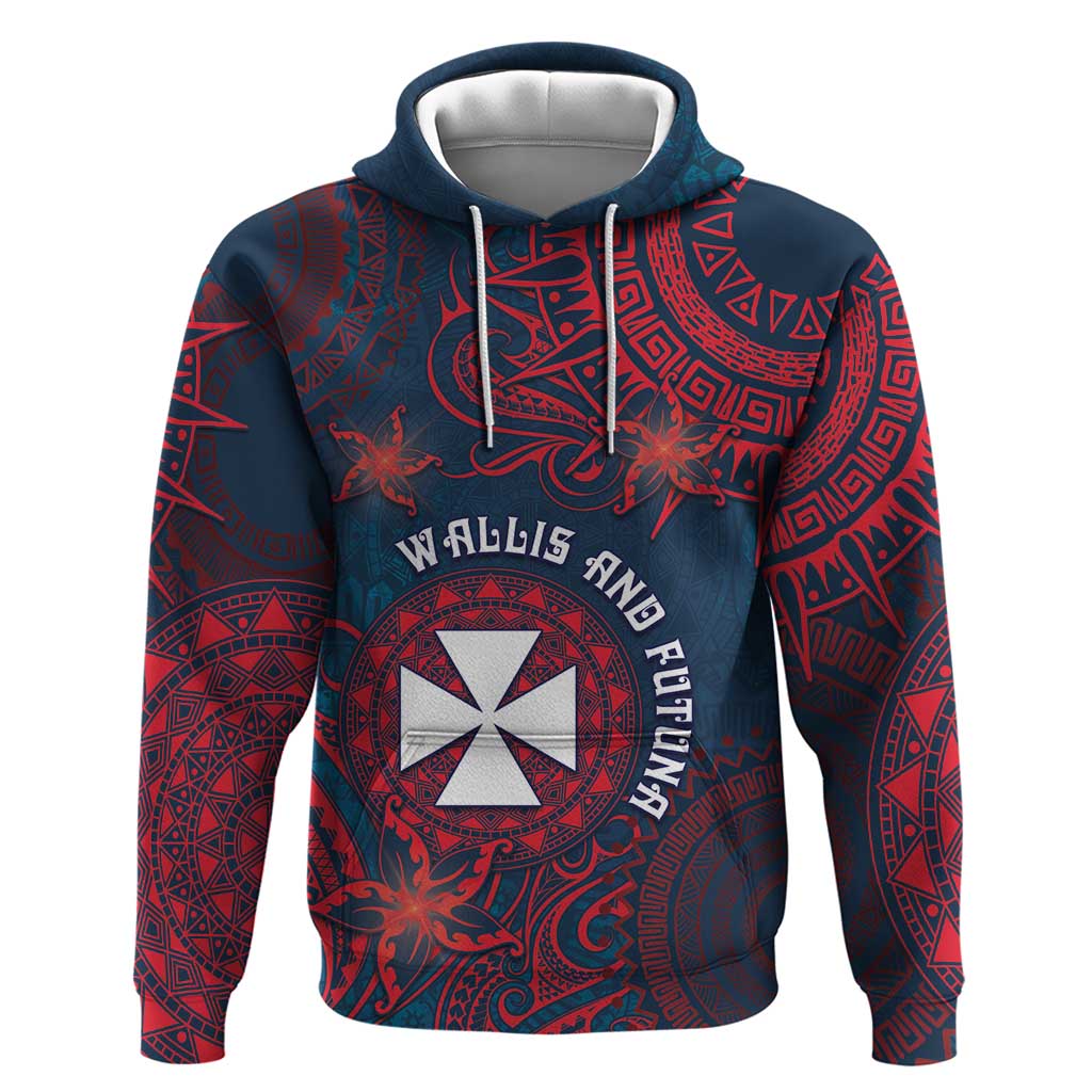 Personalised Wallis And Futuna Hoodie Hibiscus Polynesian Tribal Pattern