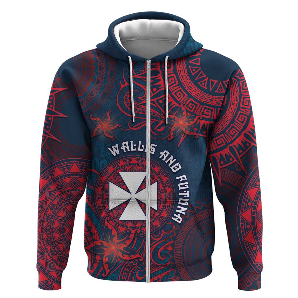 Personalised Wallis And Futuna Hoodie Hibiscus Polynesian Tribal Pattern
