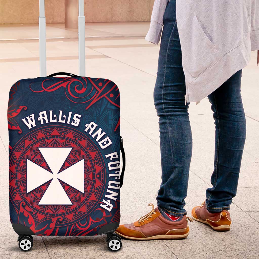 Wallis And Futuna Luggage Cover Hibiscus Polynesian Tribal Pattern
