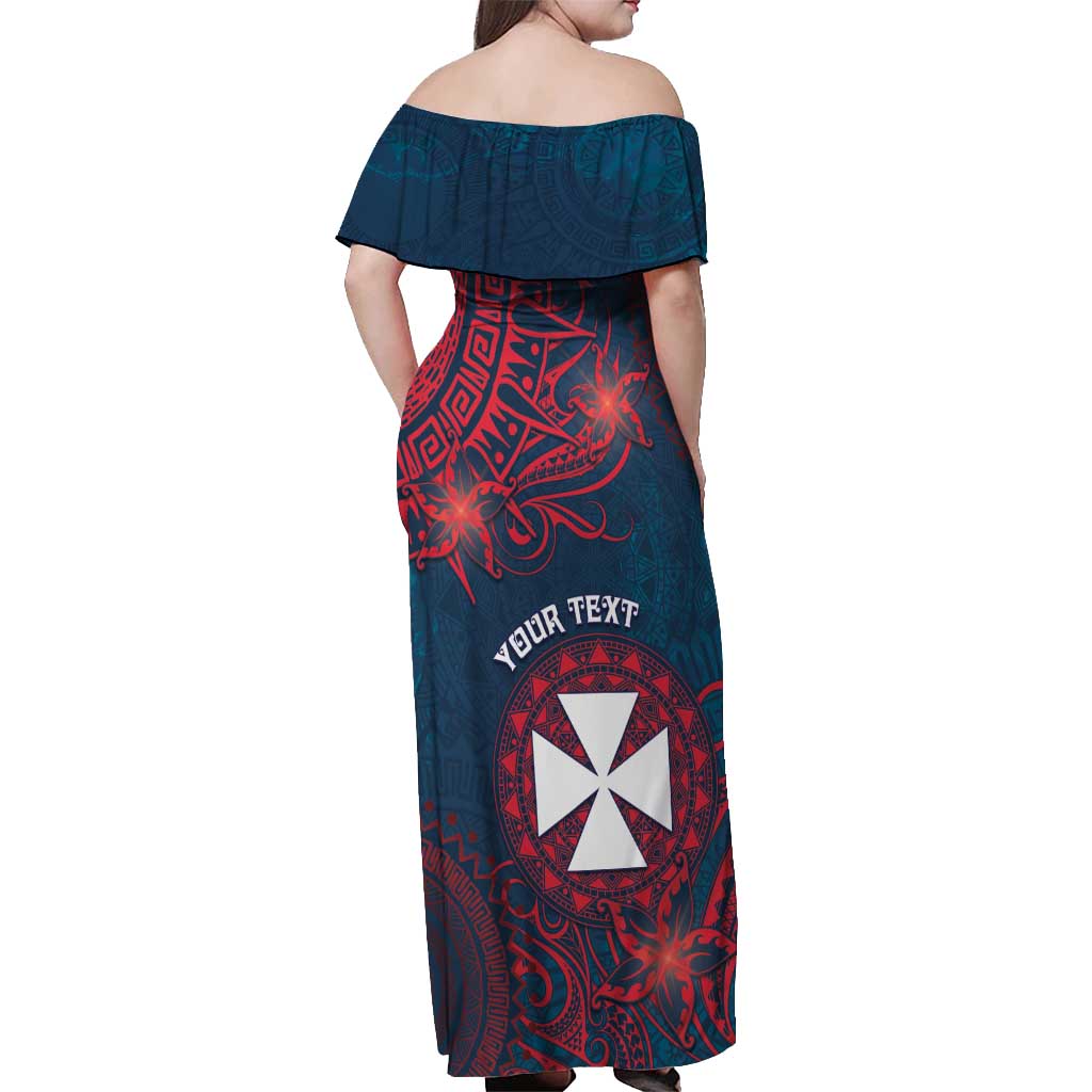 Personalised Wallis And Futuna Off Shoulder Maxi Dress Hibiscus Polynesian Tribal Pattern