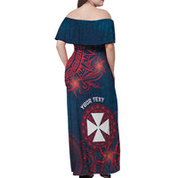 Personalised Wallis And Futuna Off Shoulder Maxi Dress Hibiscus Polynesian Tribal Pattern