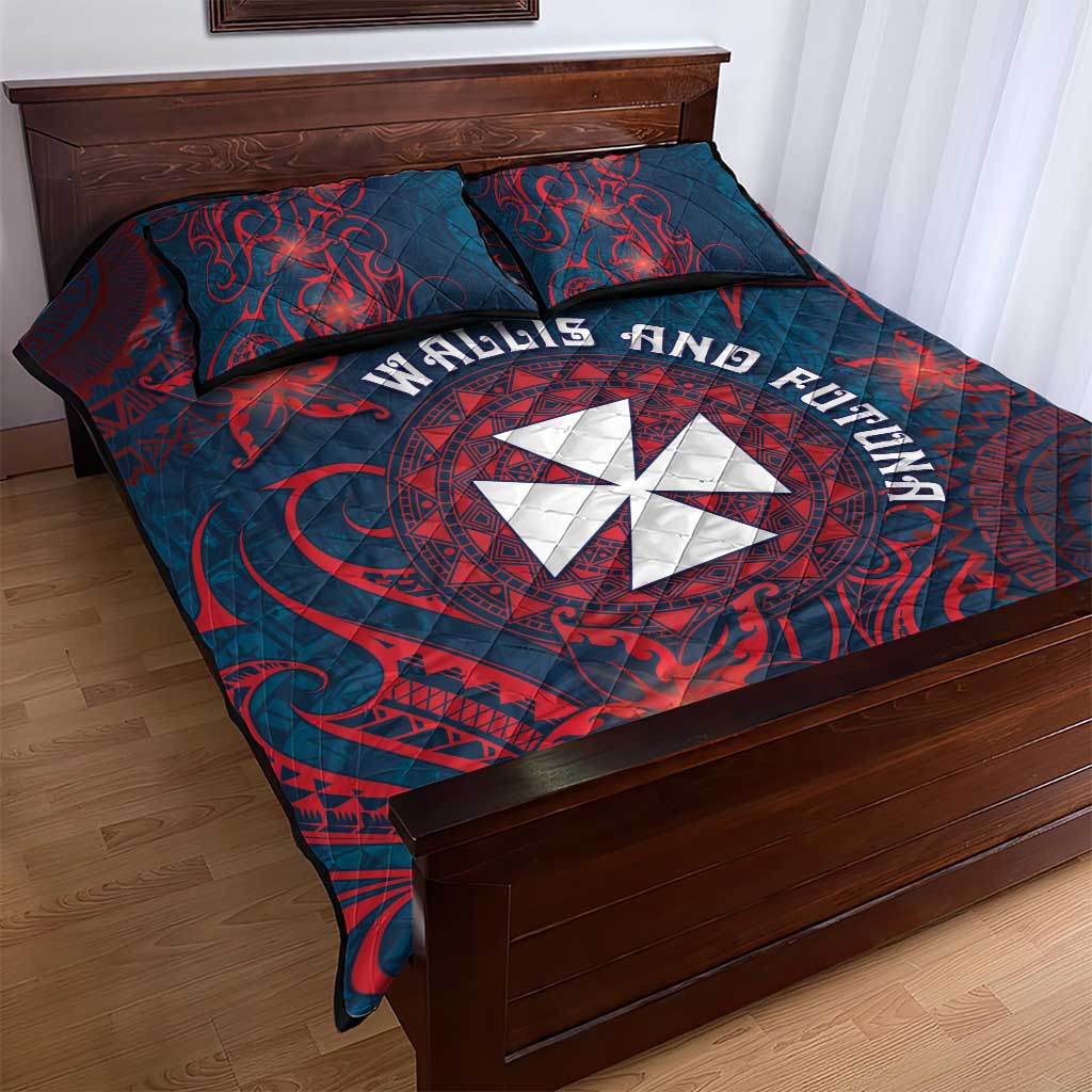 Wallis And Futuna Quilt Bed Set Hibiscus Polynesian Tribal Pattern