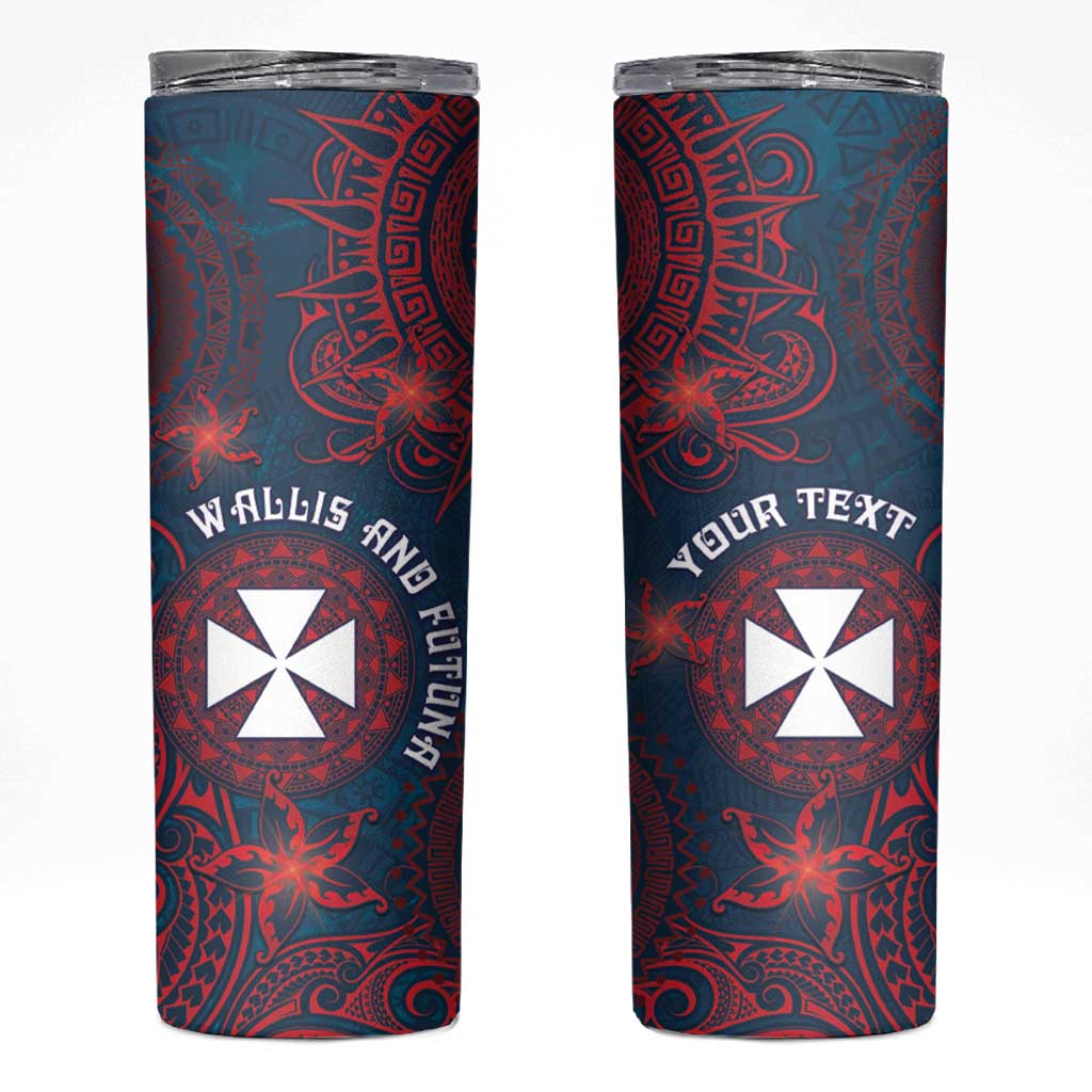 Personalised Wallis And Futuna Skinny Tumbler Hibiscus Polynesian Tribal Pattern
