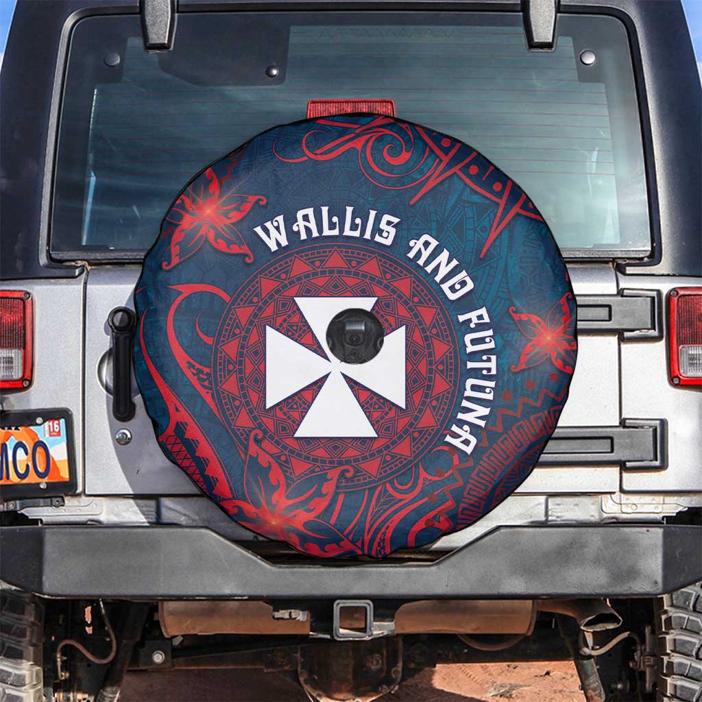 Wallis And Futuna Spare Tire Cover Hibiscus Polynesian Tribal Pattern