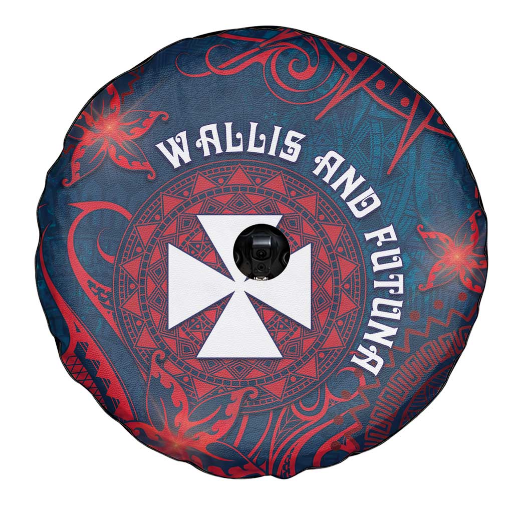Wallis And Futuna Spare Tire Cover Hibiscus Polynesian Tribal Pattern