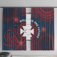 Wallis And Futuna Window Curtain Hibiscus Polynesian Tribal Pattern