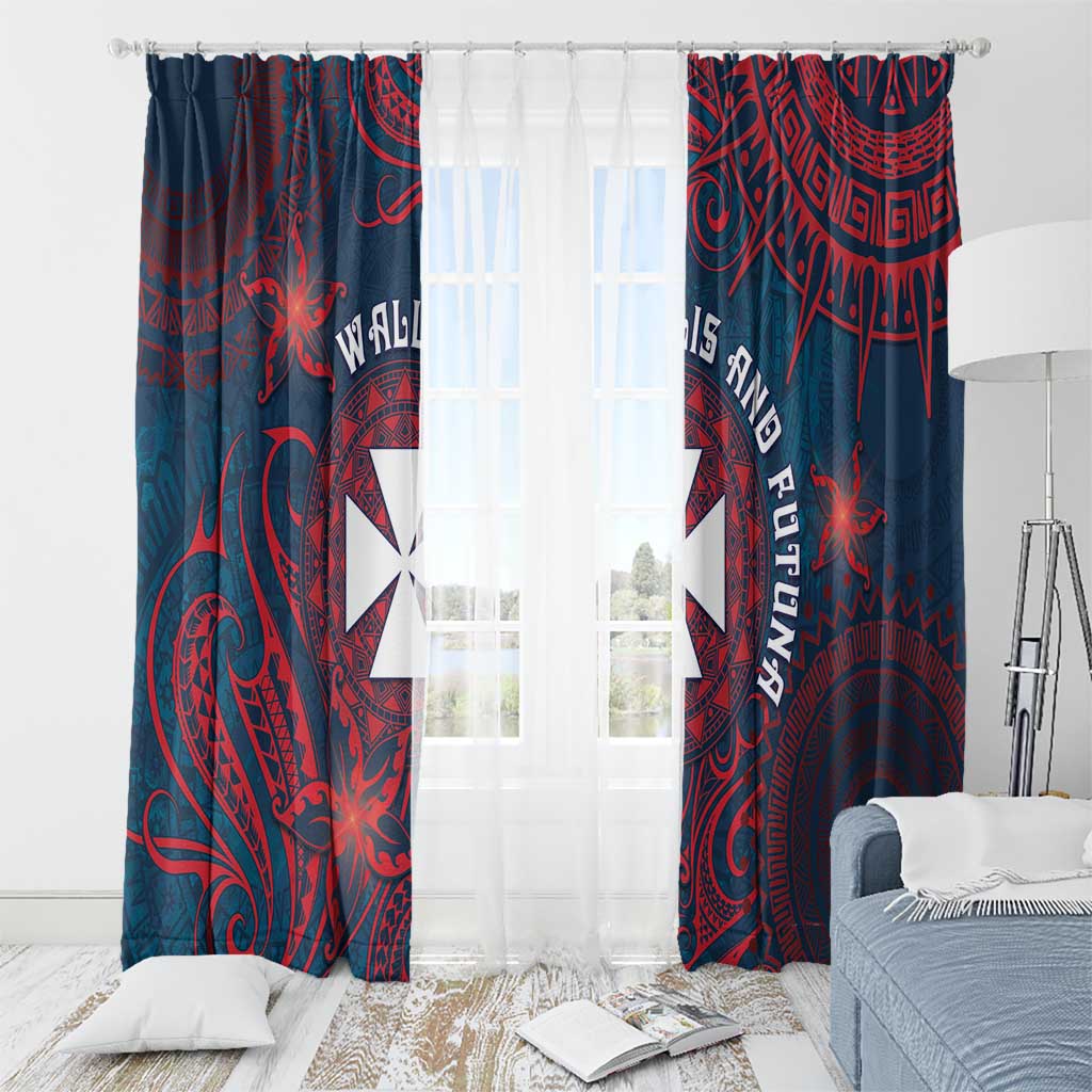 Wallis And Futuna Window Curtain Hibiscus Polynesian Tribal Pattern