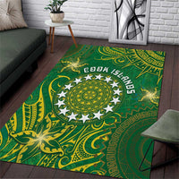 Cook Islands Area Rug Hibiscus Polynesian Tribal Pattern