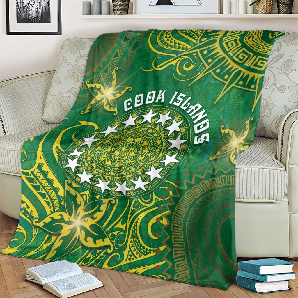 Cook Islands Blanket Hibiscus Polynesian Tribal Pattern