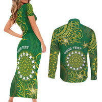 Personalised Cook Islands Couples Matching Short Sleeve Bodycon Dress and Long Sleeve Button Shirt Hibiscus Polynesian Tribal Pattern DT05 - Polynesian Pride