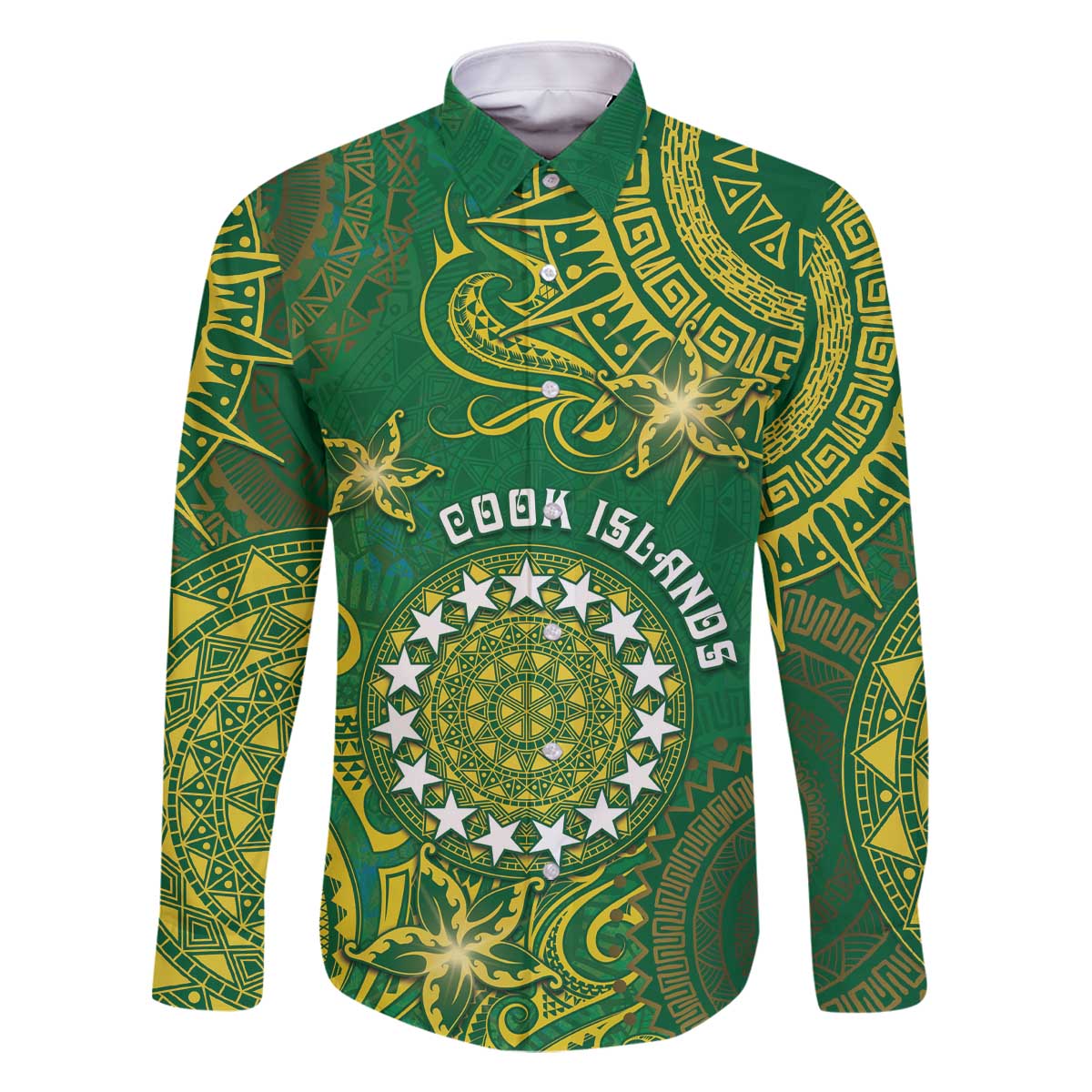 Personalised Cook Islands Family Matching Off The Shoulder Long Sleeve Dress and Hawaiian Shirt Hibiscus Polynesian Tribal Pattern