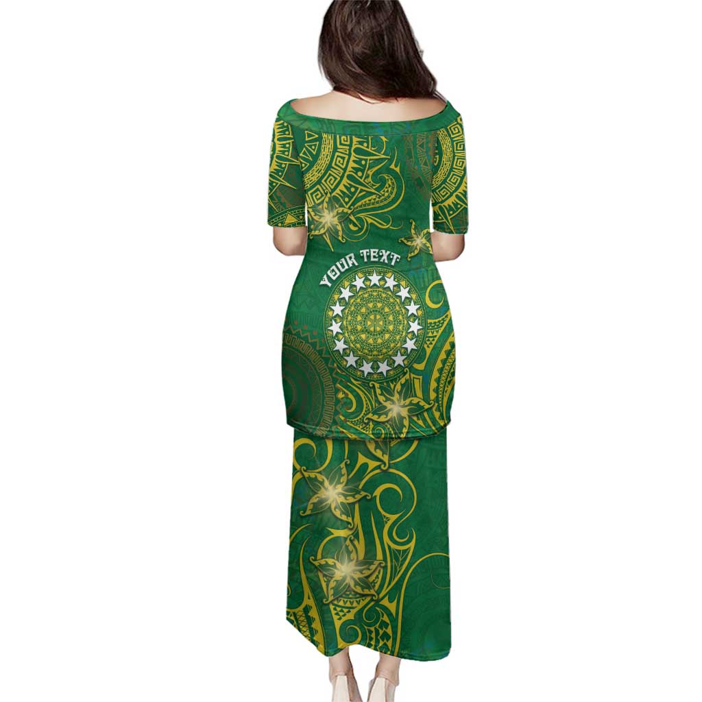 Personalised Cook Islands Family Matching Puletasi and Hawaiian Shirt Hibiscus Polynesian Tribal Pattern