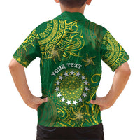 Personalised Cook Islands Family Matching Short Sleeve Bodycon Dress and Hawaiian Shirt Hibiscus Polynesian Tribal Pattern