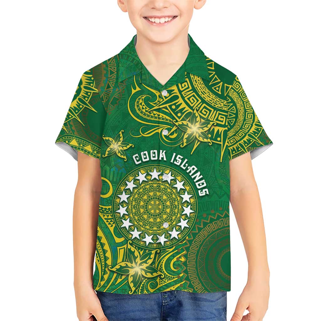 Personalised Cook Islands Hawaiian Shirt Hibiscus Polynesian Tribal Pattern